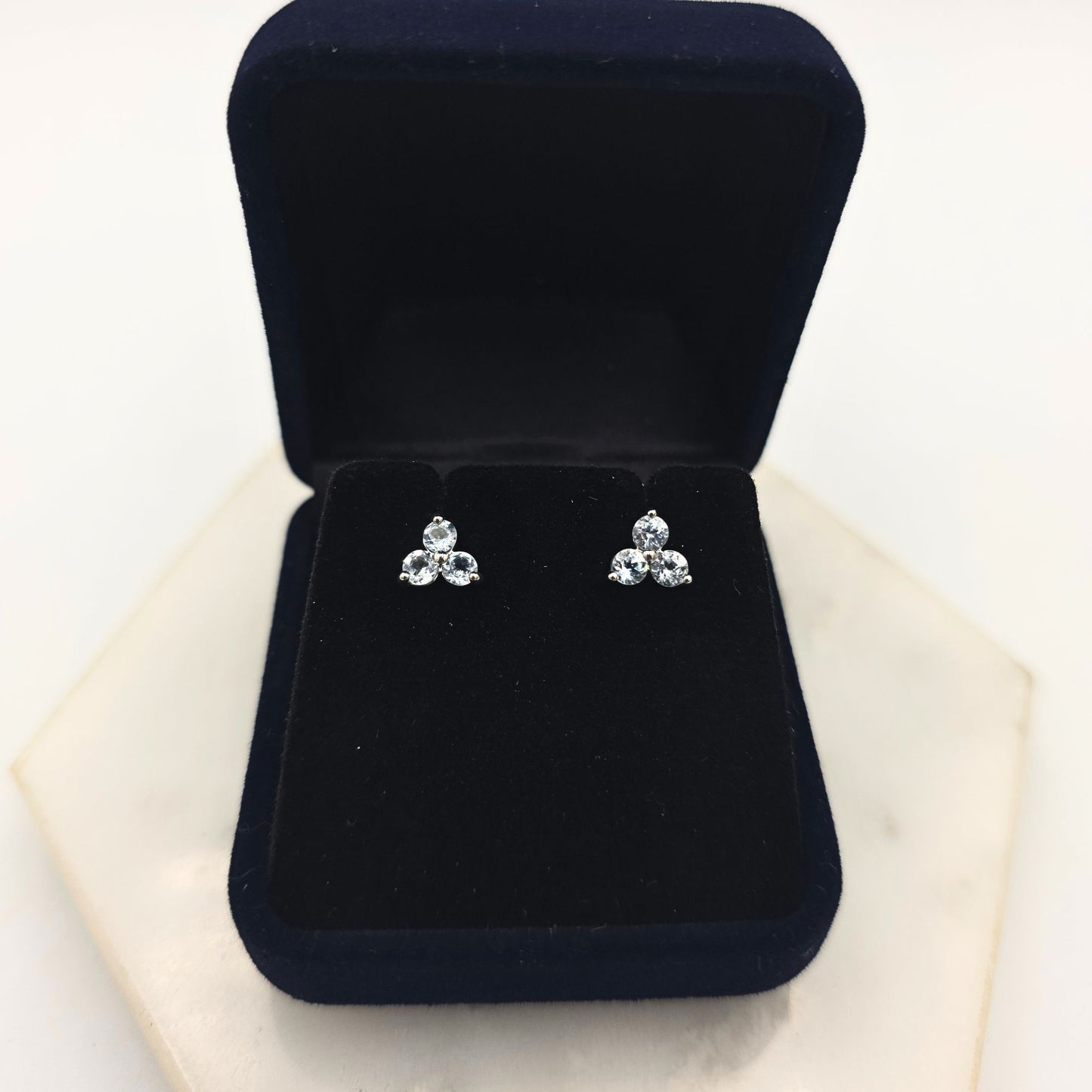 Blue Topaz Trio Studs
