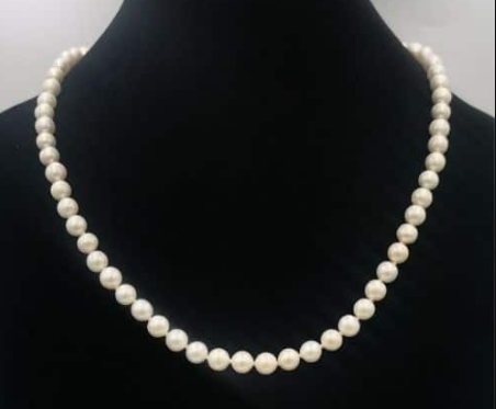 Charlotte warm white semi-round freshwater pearl necklace