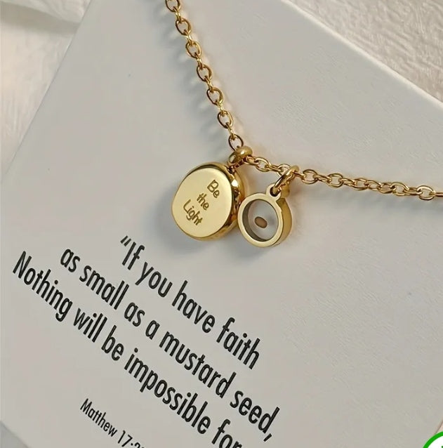 Gold-tone Be the Light faith necklace from the Have a Little Faith collection