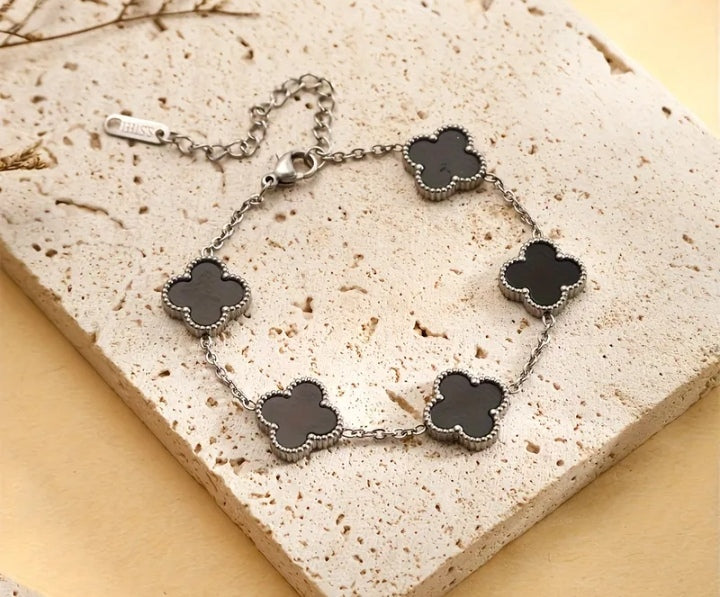 Silver-tone black clover bracelet from the Have a Little Faith collection