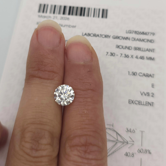 1.50ct E VVS2 Round Brilliant Lab-Grown Diamond