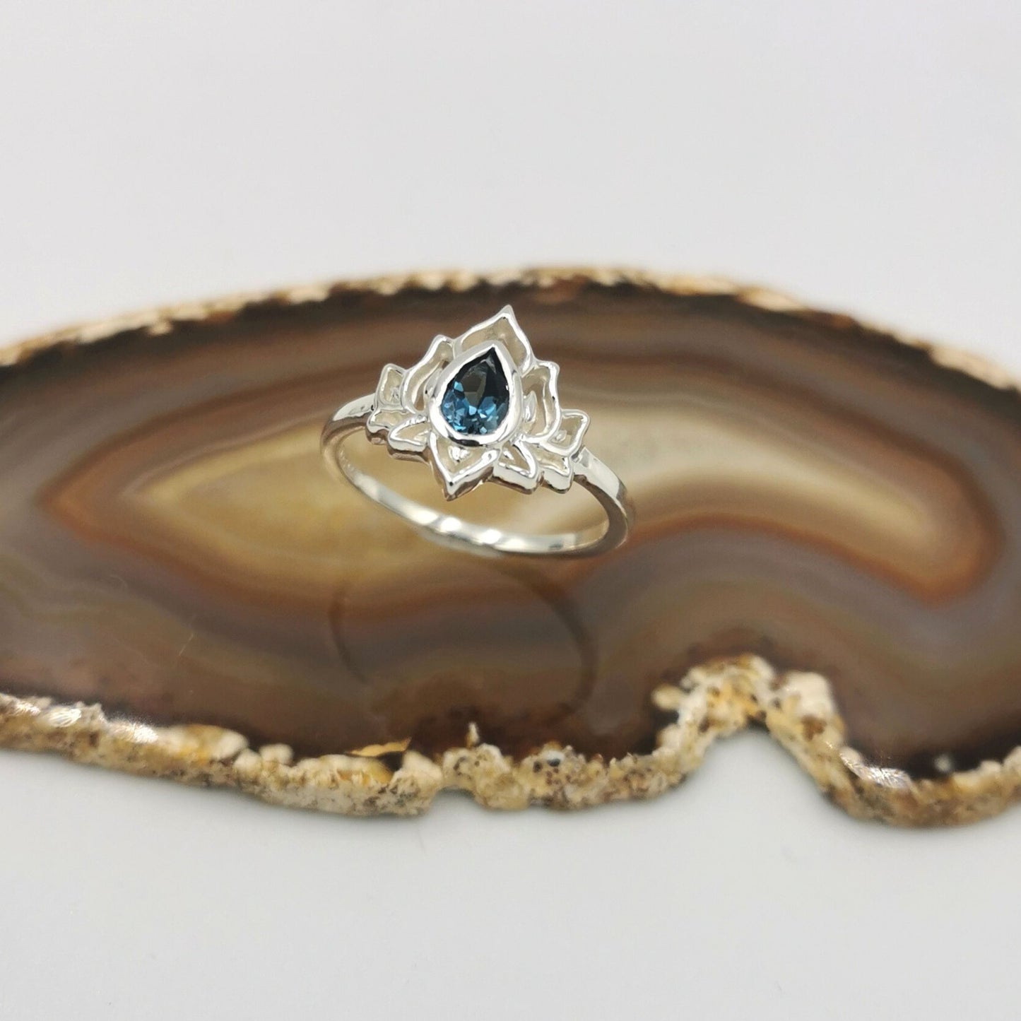 London Blue Topaz Lotus Ring