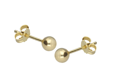 9K yellow gold 4mm ball stud earrings