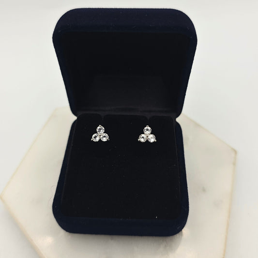 White Topaz Trio Studs