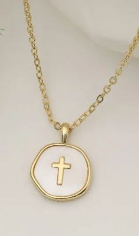 Gold-tone round cross necklace from the Have a Little Faith collection