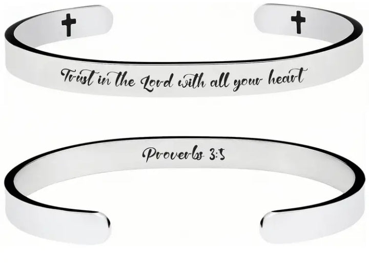 Silver-tone Proverbs 3:5 faith bangle from the Have a Little Faith collection