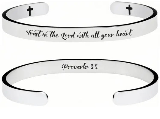 Silver-tone Proverbs 3:5 faith bangle from the Have a Little Faith collection