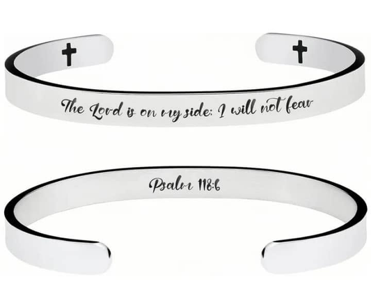 Silver-tone Psalm 118:6 faith bangle