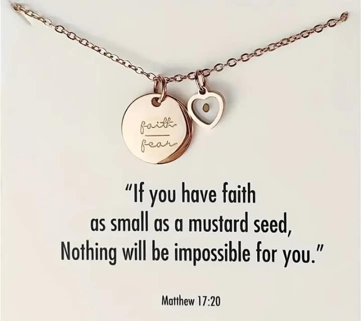 Rose-gold-tone mustard seed faith over fear necklace