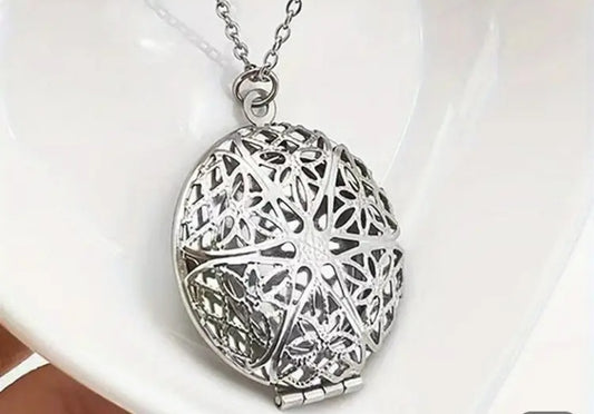 Silver-tone openwork filigree locket necklace from the Have a Little Faith collection