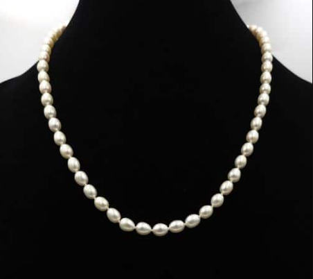Isla warm white oval rice freshwater pearl necklace