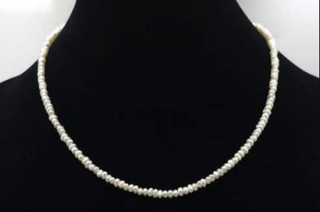 Lily petite white oval seed freshwater pearl necklace
